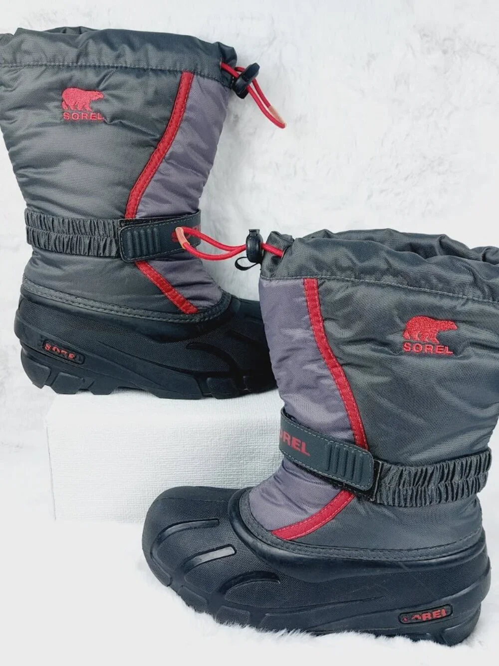Sorel Kid's Boys' Grey Purple Waterproof Insulated Snow Winter Boots Size 2